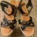 American Eagle Outfitters Shoes | American Eagle Black Strappy Wedge Sandals | Color: Black | Size: 10