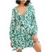 Free People Dresses | Free People Rebecca Ruffle Minidress | Color: Green/White | Size: L