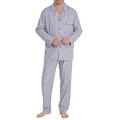 El Búho Nocturno - Men's Long Premium Bamboo Lapel Striped Pyjamas Dark Blue 50% Bamboo Polyester Size 4 (L)