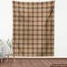 East Urban Home Ambesonne Brown Plaid Fabric By The Yard, Squares w/ Stripes Cutting Bold Streaks Vertical & Horizontal Abstract | 36 W in | Wayfair