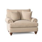 Armchair - Paula Deen Home Duckling 54" Wide Down Cushion Armchair Wood/Polyester/Cotton/Velvet/Other Performance Fabrics in Brown | Wayfair