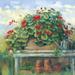 August Grove® Geranium Bench by Carol Rowan - Wrapped Canvas Painting Print Canvas | 20 H x 20 W x 1.25 D in | Wayfair