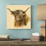 Union Rustic Highland Animal Cow by Silvia Vassileva - Wrapped Canvas Painting Print Canvas in Brown | 20 H x 20 W x 1.25 D in | Wayfair