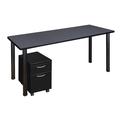 Inbox Zero Kee Office Desk Table w/ Mobile Pedestal Drawer Top Wood in Gray/Black | 29 H x 24 D in | Wayfair A21E5E8A524846D49EDB7103A4A34F9E