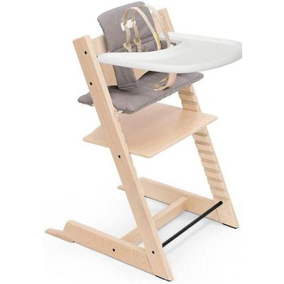 Tripp Trapp High Chair and Cushion with Stokke Tray - Natural / Icon Grey