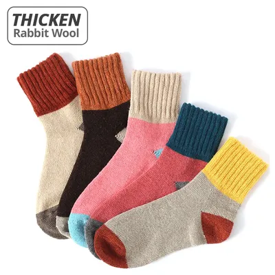 HSS – chaussettes thermiques en coton épais et chaud pour femme 5 paires de haute qualité Vintage