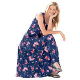 Plus Size Women's Sleeveless Crinkle A-Line Dress by Woman Within in Evening Blue Wild Floral (Size 3X)