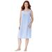 Plus Size Women's Sleeveless Button Front Night Gown by Only Necessities in French Blue Stripe (Size 34/36)