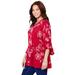 Plus Size Women's Embroidered Gauze Tunic by Catherines in Red (Size 2X)