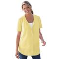 Plus Size Women's Seersucker Baseball Shirt by Woman Within in Primrose Yellow Pop Stripe (Size 5X)