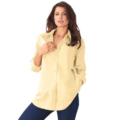 Plus Size Women's Long-Sleeve Kate Big Shirt by Roaman's in Banana (Size 24 W) Button Down Shirt Blouse