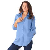 Plus Size Women's Long-Sleeve Kate Big Shirt by Roaman's in French Blue (Size 30 W) Button Down Shirt Blouse