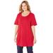 Plus Size Women's Easy Fit Short Sleeve Scoopneck Tee by Catherines in Red (Size 3XWP)