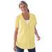 Plus Size Women's Seersucker Baseball Shirt by Woman Within in Primrose Yellow Pop Stripe (Size 3X)