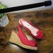 American Eagle Outfitters Shoes | American Eagle Red Open Toe Wedge Sandal | Color: Red | Size: 9