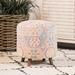 Dakota Fields Accent Stool Wood/Upholstered/Cotton in Brown/Pink | 18 H x 16 W x 16 D in | Wayfair 01F34E056CCC4034850AB4178BCF76EF