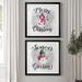 The Holiday Aisle® Snowman Merry Christmas - 2 Piece Textual Art Print Set Paper, Solid Wood in Gray/Green/Pink | 34.5 H x 69 W x 1.5 D in | Wayfair