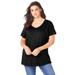 Plus Size Women's V-Neck Ultimate Tee by Roaman's in Black (Size M) 100% Cotton T-Shirt