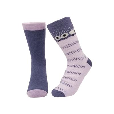 Women's 2 Pr Super Soft Polyester Thermal Insulated Socks by GaaHuu in Lavender Sheep Navy (Size OS (6-10.5))