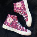 Converse Shoes | Converse High Top Floral Rose Cherry Sneakers 4 6 | Color: Pink/White | Size: 4bb