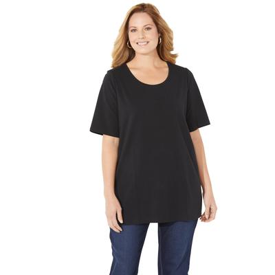 Plus Size Women's Suprema Ultra-Soft Scoopneck Tee by Catherines in Black (Size 3XWP)