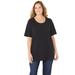 Plus Size Women's Suprema® Ultra-Soft Scoopneck Tee by Catherines in Black (Size 0X)