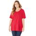 Plus Size Women's Suprema® Ultra-Soft Scoopneck Tee by Catherines in Classic Red (Size 2XWP)