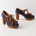 Anthropologie Shoes | Anthropologie Miss Albright Land & Lake Heels | Color: Blue/Tan | Size: 8.5