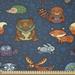 East Urban Home Ambesonne Woodland Fabric By The Yard, Animals From Jungles Of w/ Colorful Motifs On Dark Toned Backdrop, Square | 36 W in | Wayfair