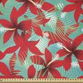 East Urban Home Hawaiian Fabric By The Yard, Red Hibiscus Flowers w/ Green Leaves Aloha Garden Growth Summer Season in White | 36 W in | Wayfair