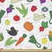 East Urban Home Vegetable Fabric By The Yard, Cartoon Food w/ Dashed Lines Colorful Healthy Zucchini Peppers Illustration in White | 36 W in | Wayfair