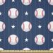 East Urban Home Ambesonne Sports Fabric By The Yard, Baseball Patterns On Vertical Striped Background Stars Design in White | 36 W in | Wayfair