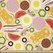 East Urban Home Ambesonne Bacon Fabric By The Yard, Close Up Graphic Image Of Pizza Toppings Theme w/ Mushroom Sausage Tomato Pepper, Square | Wayfair
