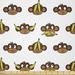 East Urban Home Cartoon Fabric By The Yard, Funny Monkeys w/ Bananas Various Expressions Animal Comedy Design in White | 36 W in | Wayfair