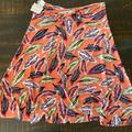 Lularoe Skirts | Lularoe Azure Feather Slinky Skirt Easter Spring | Color: Black/Green/Orange/Yellow | Size: Xl