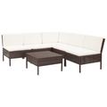 Latitude Run® 6 Piece Sectional Sofa w/ Coffee Table Rattan Synthetic Wicker/All - Weather Wicker/Wicker/Rattan in White/Brown | Outdoor Furniture | Wayfair