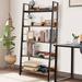 Latitude Run® Khyden 59" H X 27.65" W 5 Tier Black Ladder Bookcase, Industrial Wood & Metal Bookshelf for Living Room in Brown | Wayfair