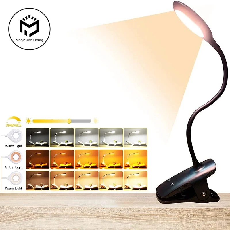 Lampe de bureau Portable Rechargeable, lumière de lecture, protection des yeux, lumière de livre LED USB, lampe de lecture à commande tactile, Clip de Table, lampe de bureau