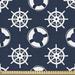 East Urban Home Nautical Blue By The Yard, Summer Marine Patter w/ & Wheel, Decorative For Upholstery & Home Accents, Blue White | Wayfair