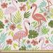 East Urban Home Ambesonne Flamingo Fabric By The Yard, Tropical Birds Exotic Hibiscus Blooms & Monstera Leaves Tropical Hand Drawn | 36 W in | Wayfair