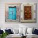 Bungalow Rose Topaz Door - 2 Piece Photograph Print Set Canvas/Metal in Blue/Brown/Yellow | 20 H x 32 W in | Wayfair