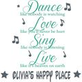 Zoomie Kids Love Sing Live Positive Quote Quotes Customized Wall Decal - Custom Personalized Name | 30 H x 27 W in | Wayfair