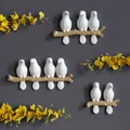 Autocollant Mural 3D en Résine Figurine d'Oiseaux Accessoires de Décoration pour Salon