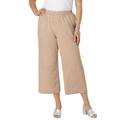 Plus Size Women's Wide Leg Linen Crop Pant by Jessica London in New Khaki (Size 18 W)