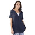 Plus Size Women's Split-Neck Henley Thermal Tee by Woman Within in Navy (Size 18/20) Shirt