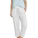 Plus Size Women's Rib Elastic Waist Linen Capri by ellos in White (Size 34)