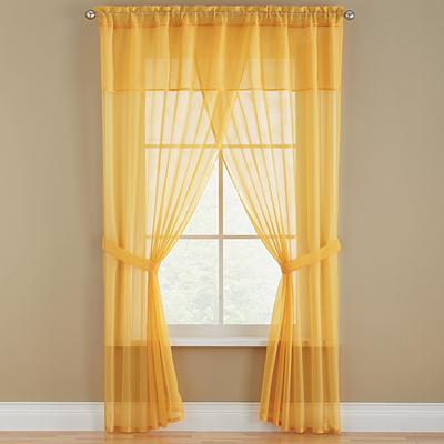 Wide Width BH Studio Sheer Voile 5-Pc. One-Rod Curtain Set by BH Studio in Daffodil (Size 60