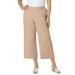 Plus Size Women's Wide Leg Linen Crop Pant by Jessica London in New Khaki (Size 20 W)