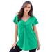Plus Size Women's Flutter-Sleeve Sweetheart Ultimate Tee by Roaman's in Tropical Emerald (Size 34/36) Long T-Shirt Top