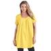 Plus Size Women's Pleatneck Ultimate Tunic by Roaman's in Lemon Mist (Size M) Long Shirt